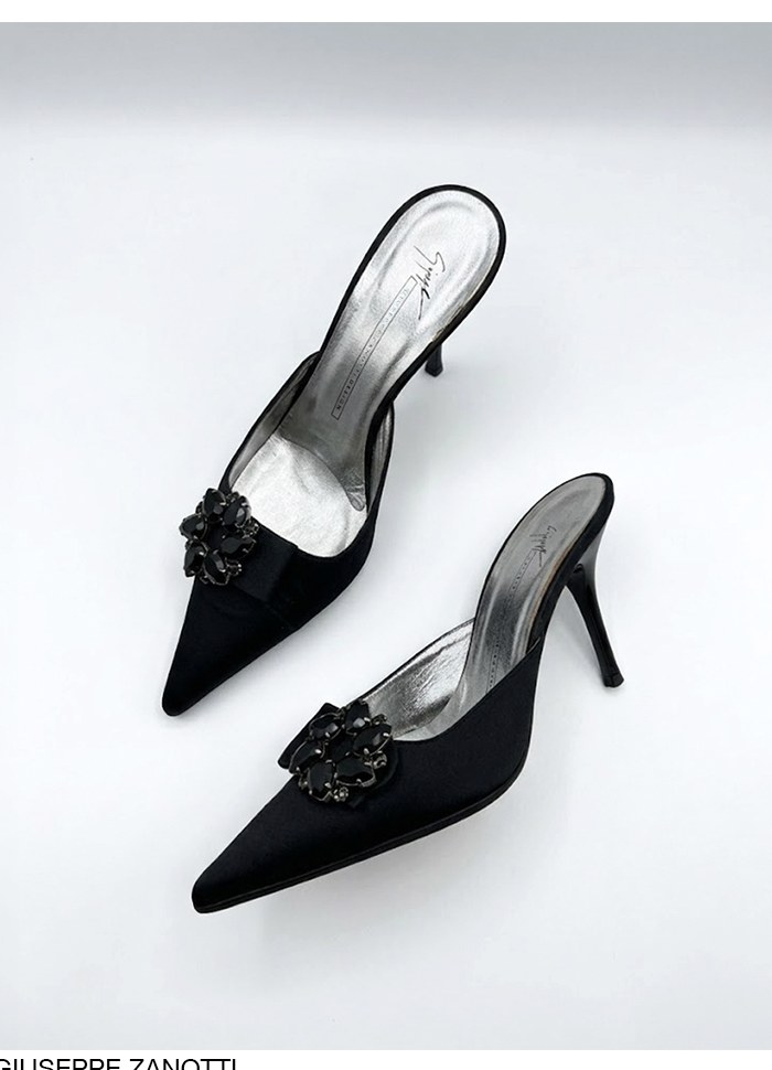 Giuseppe Zanotti Satin Mules brooch